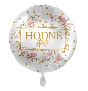 Fóliový balonek Hodně štěstí - ve zlatém rámu CZ 43 cm