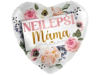 Foliový balonek srdce - Nejlepší máma CZ 43 cm