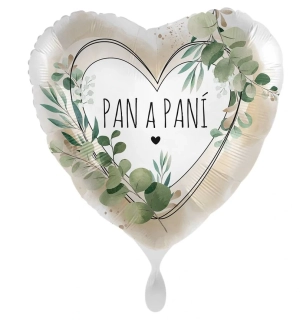 Fóliový balonek Srdce Pan a Paní CZ 43 cm