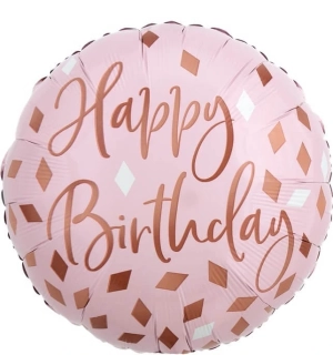 Fóliový balonek Happy Birthday růžový kruh 43 cm
