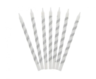 Dortové svíčky Twister - stříbrné 16 ks