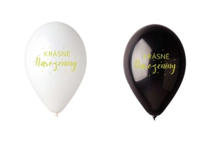 Latexový balonek mix černý - bílý Krásné narozeniny 30 cm