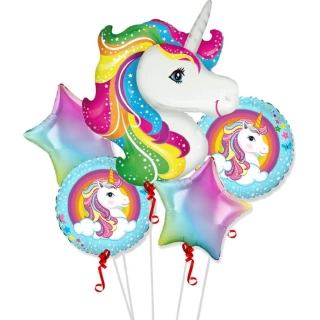 Sada fóliových balonků Jednorožec 5 ks
