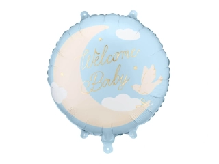 Fóliový balonek světle modrý Welcome Baby 45 cm