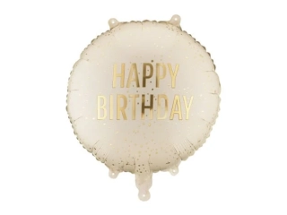 Fóliový balónek Happy Birthday - krémový 35cm