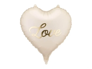 Fóliový balónek srdce - Love 45 cm, krémový