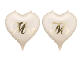 Fóliové balónky Mr a Mrs - srdce 45cm, 2ks