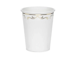 Bílé papírové kelímky s ornamentem - 6 ks