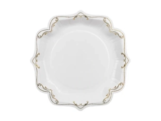 Bílé papírové talíře dekorativní s ornamentem - 23cm, 6 ks