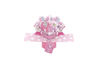 3D přání Pop Up k narozeniní miminka - růžoví sloníci