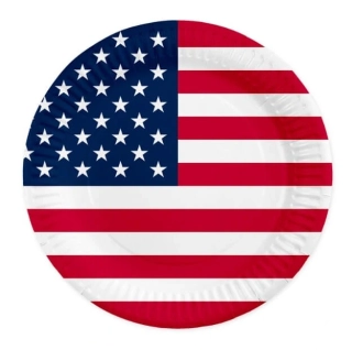 Papírové talíře USA 8 ks, 23 cm