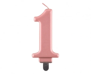 Dortová svíčka číslice 1 rosegold metalická