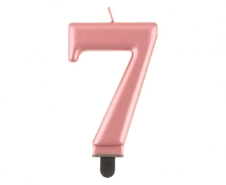 Dortová svíčka číslice 7 rosegold metalická