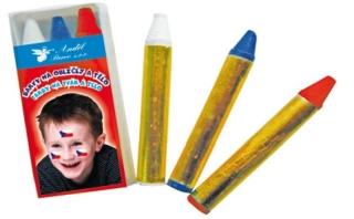 Barvy na obličej a tělo bílá, červená, modrá 3 ks