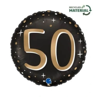 Fóliový balónek číslo 50 černý kulatý 46 cm