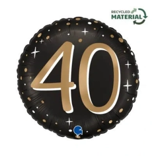 Fóliový balónek číslo 40 černý kulatý 46 cm