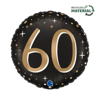 Fóliový balónek číslo 60 černý kulatý 46 cm