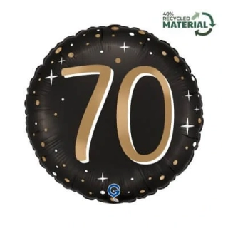 Fóliový balónek číslo 70 černý kulatý 46 cm