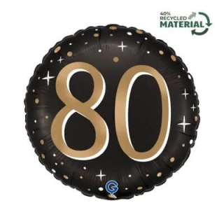 Fóliový balónek číslo 80 černý kulatý 46 cm