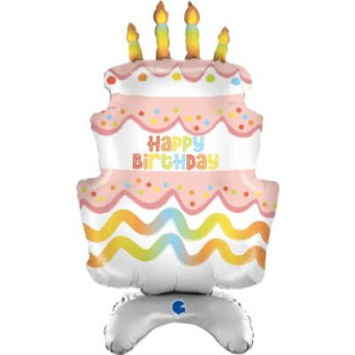 Fóliový stojící balónek dort Happy Birthday 74 cm