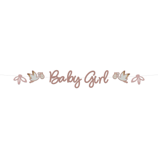 Závěsný baner Baby Girl růžový 2m