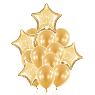 Sada balónků na silvestr zlatá - Happy New Year 14 ks