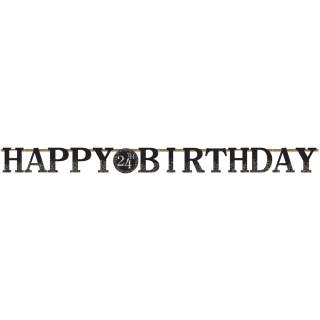 Závěsný baner „Happy Birthday“ černá a zlatá s čísly věku 