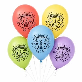 Latexové balonky 6 7 Birthday 5 ks