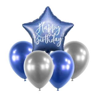 Balónkový set Happy Birthday modrý 5 ks