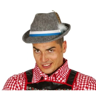 Tyrolský šedý klobouk s peřím