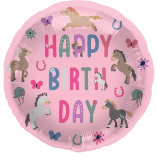 Fóliový balónek Happy Birthday Šťastní koně 45 cm