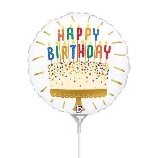 Fóliový balónek Happy birthday dort MINI 22 cm
