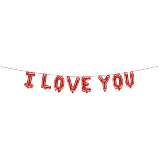 Fóliové balonky nápis I LOVE YOU červený 260×40 cm