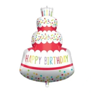 Fóliový balónek Happy Birthday dort 96 cm