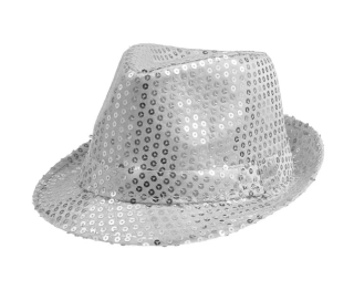 Klobouk s glitry stříbrný