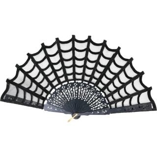 Gotický vějíř černá pavučina 24 cm