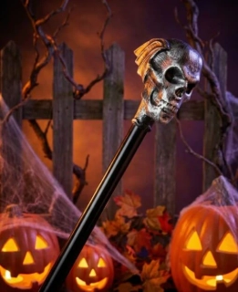 Hůl s lebkou stříbrná 107 cm