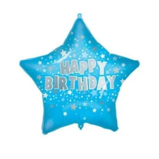 Fóliový balónek Happy Birthday Hvězda světle modrá 46 cm
