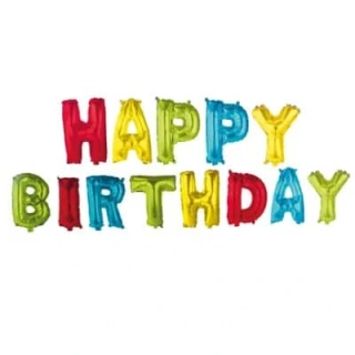 Fóliové balónky barevné Happy Birthday