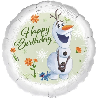 Fóliový balonek Frozen Olaf Happy Birthday kruh 45 cm