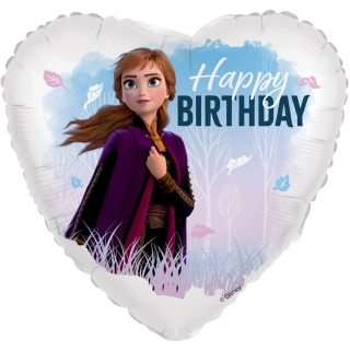 Fóliový balonek Frozen Anna Happy Birthday srdce 45 cm