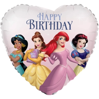 Fóliový balonek Disney Princezny Happy Birthday srdce 45 cm