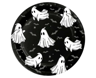 Papírové talířky Boo Halloween 18 cm - 6 ks