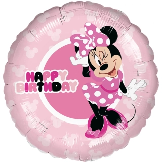 Fóliový balónek Minnie Mouse Happy Birthday kruh 45 cm