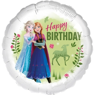 Fóliový balónek Frozen spring Happy Birthday kruh 45 cm