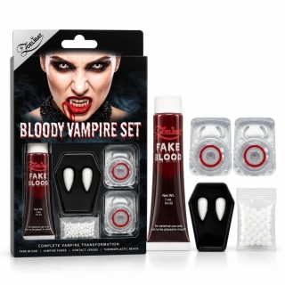 Vampírská sada na líčení Krev zuby a kontaktní čočky