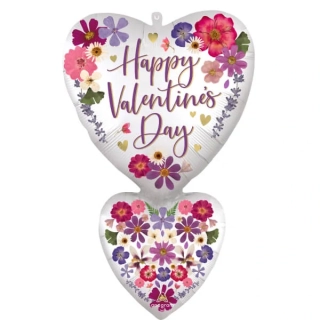Foliový balonek dvojité srdce Happy Valentine's Day 50 cm x 78 cm