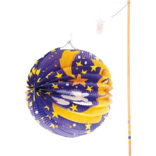 Závěsný lampion s tyčkou kulatý Noční obloha 15 cm