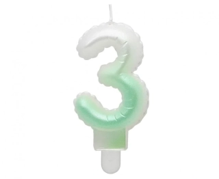 Svíčka narozeninová číslice zelená ombre 3