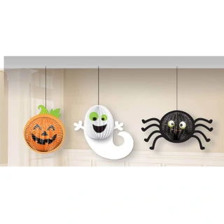 Závěsné Halloween dekorace Dýně duch a pavouk 3 ks